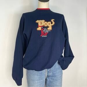 Vintage 90s Dogs are Children with Fur Coats Crewneck Sweatshirt Navy Large